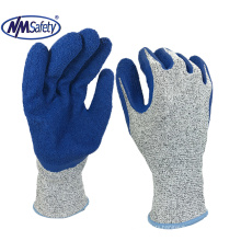 NMSAFETY  Cut D,A4 13 gauge cut resistant coated latex crinkle finish work gloves CE EN388 3X43D